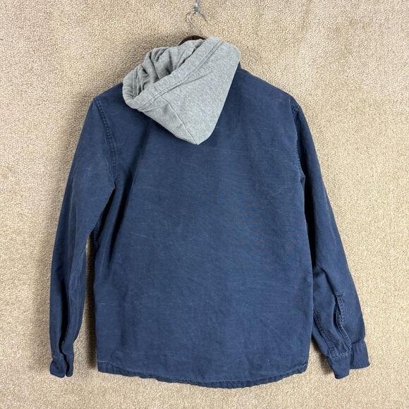 Abercrombie & Fitch Jacket Mens Size Large Navy Button Front with Hood Military - Picture 7 of 10